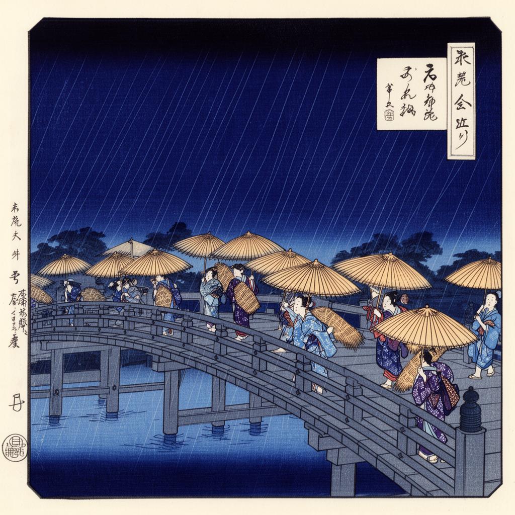 Sudden Shower at Ohashi — Ukiyo-e · Edo Period from Japan
