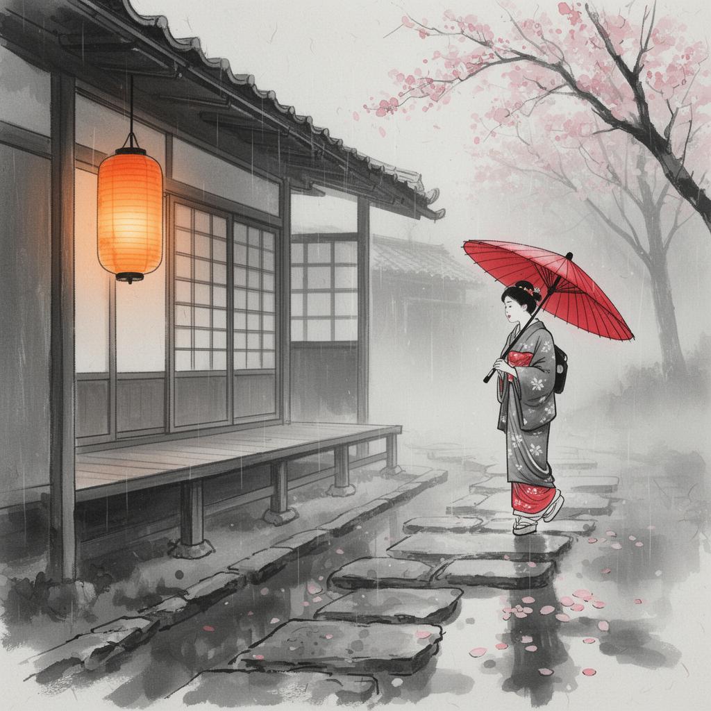 Kyoto Teahouse — Sumi-e · Minimal Ink from Japan